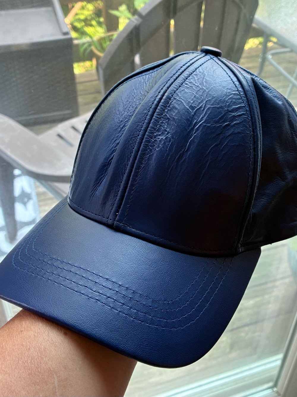Leather Royal Blue Baseball Cap Adjustable One Size Hat Streetwear Made in USA